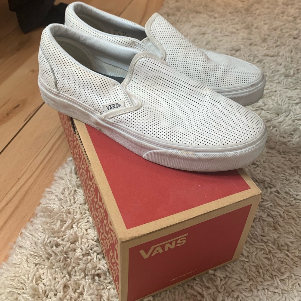 White slip on Vans (leather)